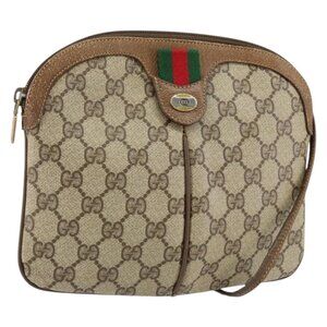 Authentic GUCCI GG Supreme Web Sherry Line Bag PVC Beige Gold 904 02 047